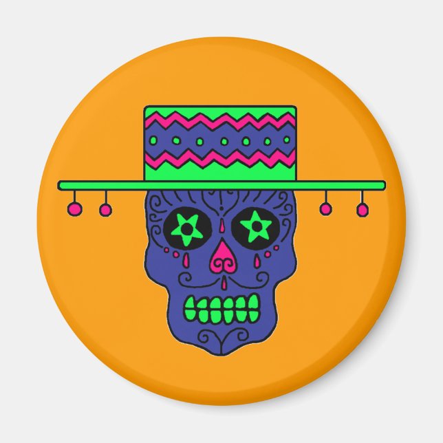 Gaucho Sugar Skull Magnet (Vorne)