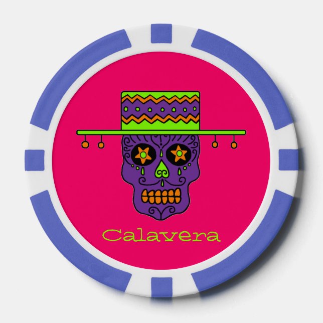 Gaucho Zucker-Schädel Pokerchips (Vorderseite)