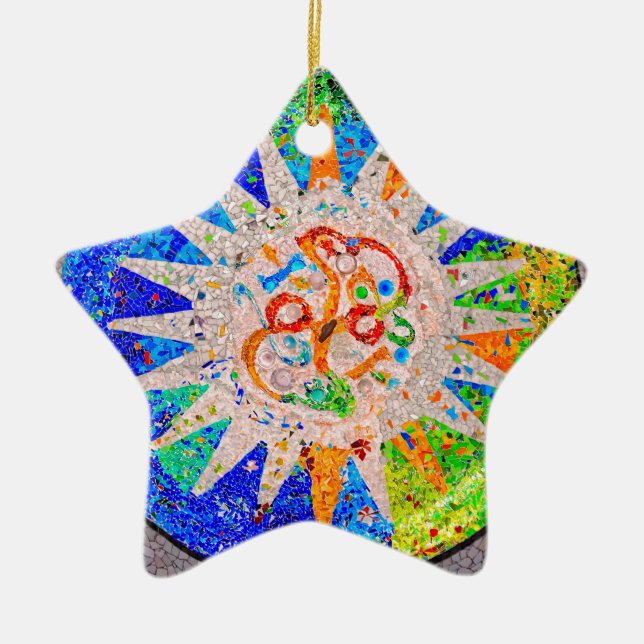 Gaudi Detail-Blau Keramik Ornament (Vorne)