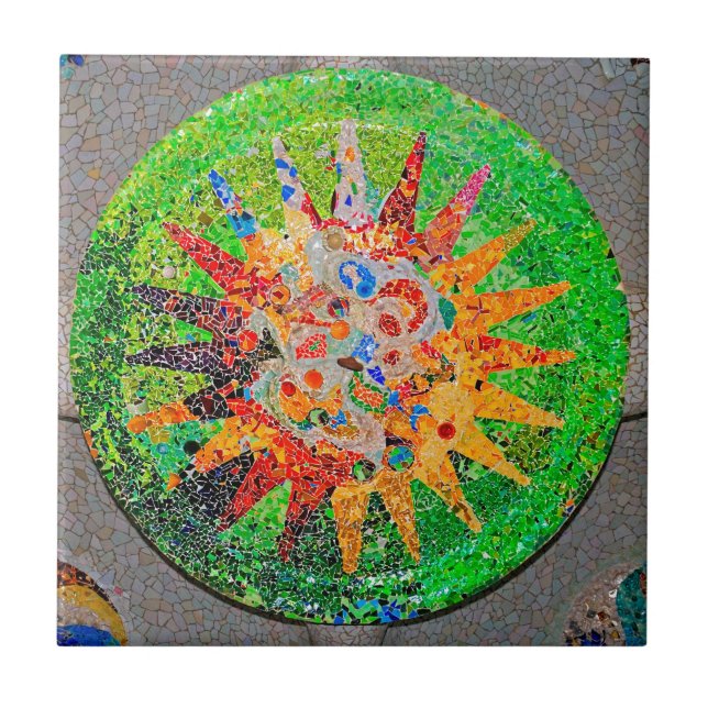 Gaudi Detail-Grün Fliese (Vorderseite)