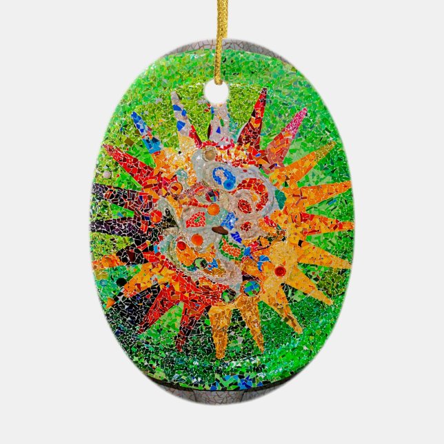 Gaudi Detail-Grün Keramikornament (Vorne)