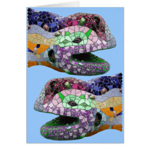 Gaudi Eidechsen-Kopf-Mosaiken