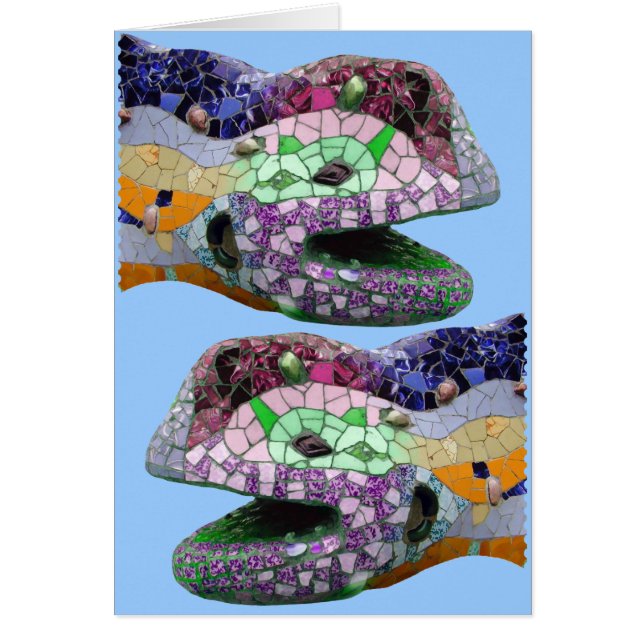 Gaudi Eidechsen-Kopf-Mosaiken (Vorne)