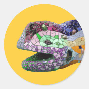 Gaudi Eidechsen-Kopf-Mosaiken Runder Aufkleber