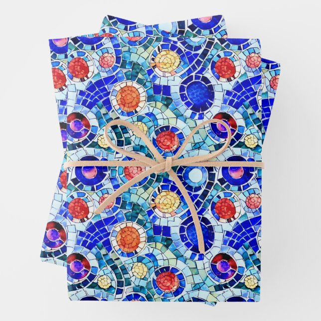 Gaudi Inspiriert Multicolor-Mosaikmuster Geschenkpapier Set (Beispiel)