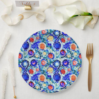 Gaudi Inspiriert Multicolor-Mosaikmuster Pappteller