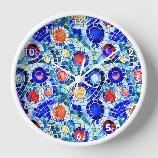 Gaudi Inspiriert Multicolor-Mosaikmuster Uhr (Vorderseite)