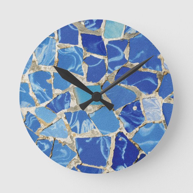 Gaudi Mosaiken mit einer Öl-Touch Runde Wanduhr (Vorderseite)