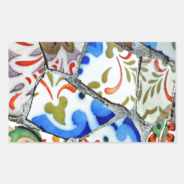 Gaudi's Park Guell Mosaic Tiles Rechteckiger Aufkleber (Vorderseite)