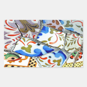Gaudi's Park Guell Mosaic Tiles Rechteckiger Aufkleber