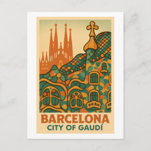 Gaudís Retro-Traum – Barcelona Reise Postkarte