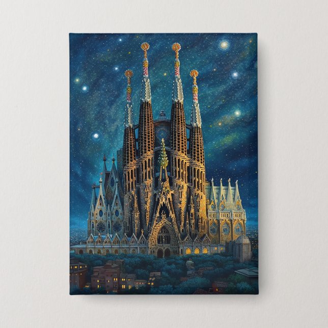 Gaudis Starry Dream | Barcelona Sagrada Familia Button (Vorderseite)