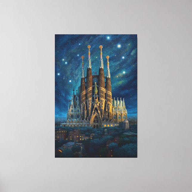 Gaudis Starry Dream | Barcelona Sagrada Familia Leinwanddruck (Vorderseite)