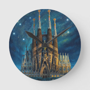 Gaudis Starry Dream   Barcelona Sagrada Familia Runde Wanduhr