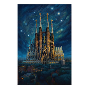 Gaudís Sternentraum   Barcelona Sagrada Familia Poster