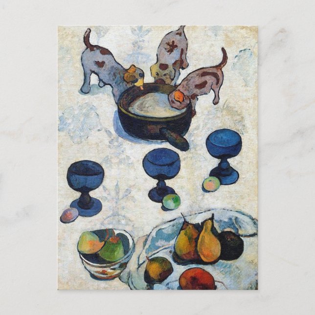 Gauguin Art Postcard: Stillleben mit 3 Welpen Postkarte (Vorderseite)