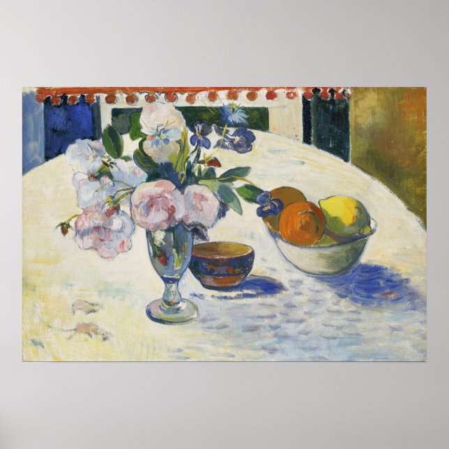 Gauguin - Blume und Obstschale in Tabelle 1894 Poster (Vorne)