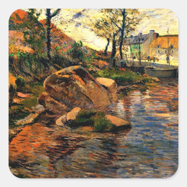 Gauguin - Cove gegenüber dem Hafen von Pont-Aven, Quadratischer Aufkleber (Vorderseite)