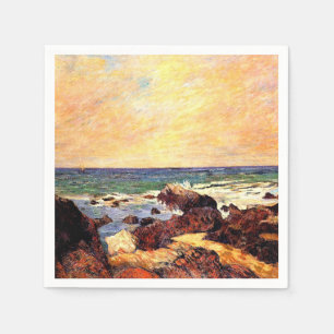 Gauguin - Felsen und Meer, 1886, Malerei Serviette