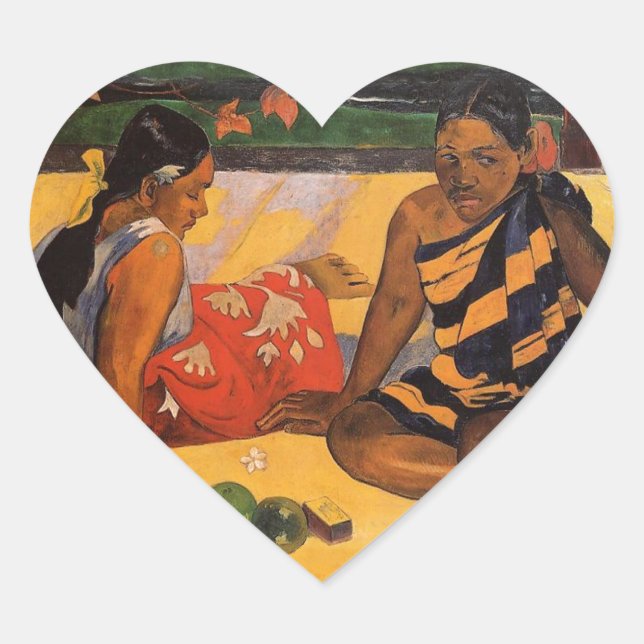 Gauguin Französisch Polynesien Tahiti Frauen Maler Herz-Aufkleber (Vorderseite)