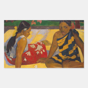 Gauguin Französisch Polynesien Tahiti Frauen Maler Rechteckiger Aufkleber