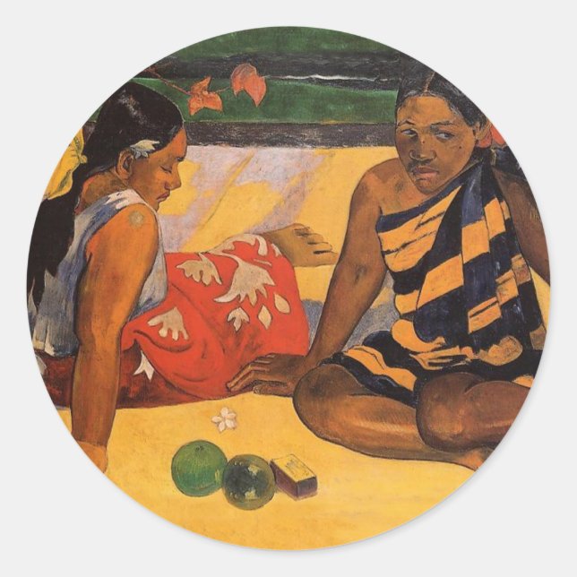 Gauguin Französisch Polynesien Tahiti Frauen Maler Runder Aufkleber (Vorderseite)