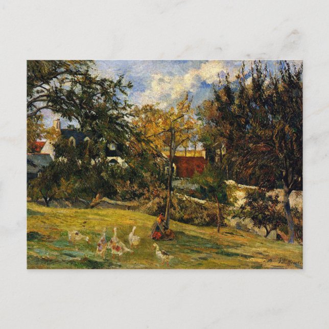 Gauguin - Gänse auf der Wiese Postkarte (Vorderseite)