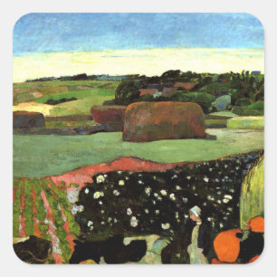 Gauguin - Hystacks in der Bretagne, Quadratischer Aufkleber