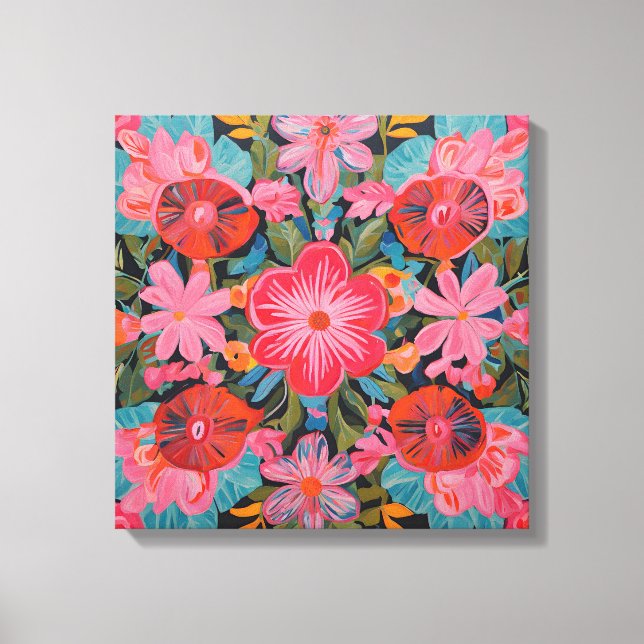 Gauguin Inspiriert Rosa Floral Leinwanddruck (Vorderseite)