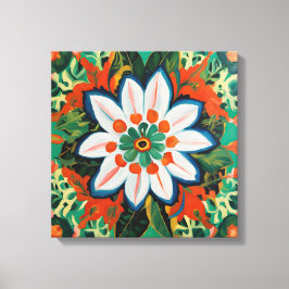 Gauguin Inspirierte weiße grüne Blüte Leinwanddruck