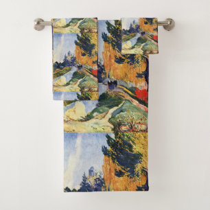 Gauguin Les Alyscamps, Baumweg Kirchenlandschaft Badhandtuch Set