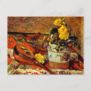 Gauguin - Mandoline und Blumen-1883 Postkarte