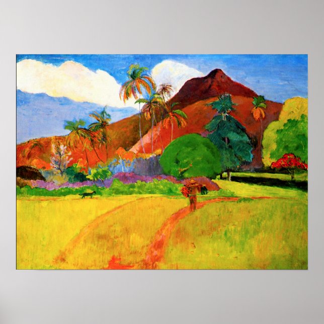Gauguin Mountains in Tahiti Poster (Vorne)