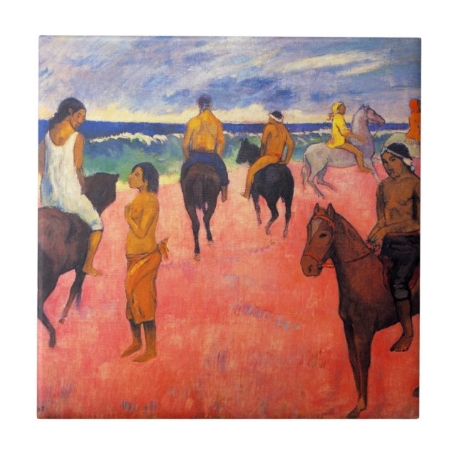 Gauguin Reiter auf der Strand-Fliese Fliese (Vorderseite)