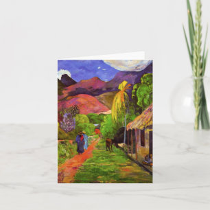 Gauguin Road in Tahiti Note Card Karte