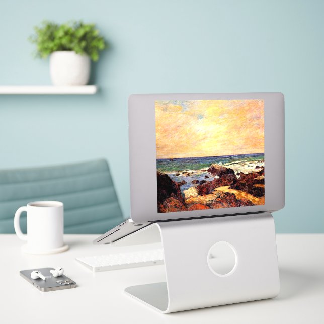 Gauguin - Rocks and Sea, 1886, painting Aufkleber (Laptop auf Schreibtisch)