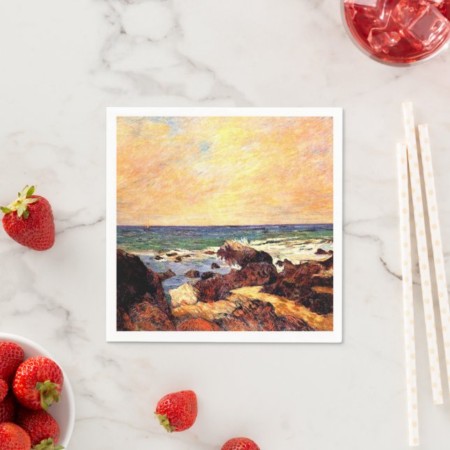 Gauguin - Rocks and Sea, 1886, painting Serviette (Beispiel)