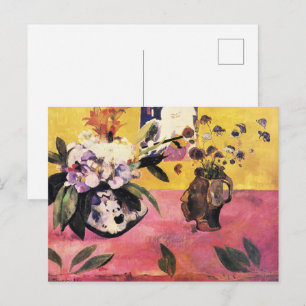Gauguin Stillleben Kopfvase Japanischer Holzschnit Postkarte
