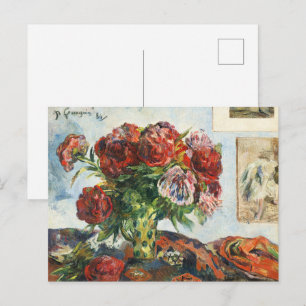 Gauguin Stillleben mit Päonien Vintage-Kunstprint Postkarte
