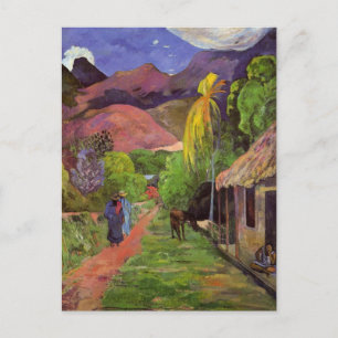 Gauguin - Straße in Tahiti Feiertagspostkarte