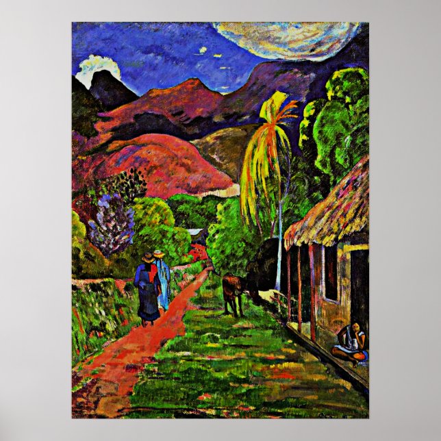 Gauguin - Straße in Tahiti Poster (Vorne)