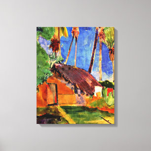 Gauguin - Strohdachhütte unter den Palmen Leinwanddruck