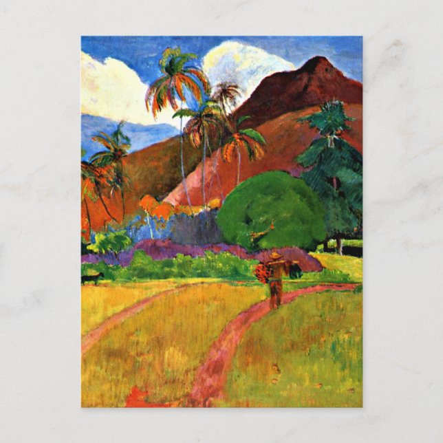 Gauguin - Tahitianische Berge Postkarte (Vorderseite)