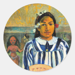 Gauguin - Tehamana hat viele Eltern/Vorfahren Runder Aufkleber
