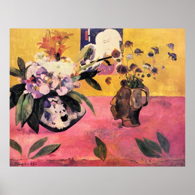 Gauguins Stillleben mit Kopf-förmiger Vase Poster (Vorne)