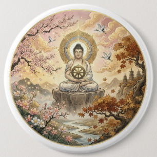 Gautam-Buddh-Meditations-Kunst-Button - Friedvolle Button