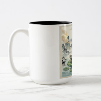 Gautam-Buddh-Meditations-Kunstbecher - Friedvolle Zweifarbige Tasse