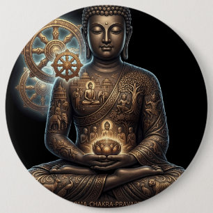 Gautam Buddh Meditierknopf   Dhamma-Symbol Des Button