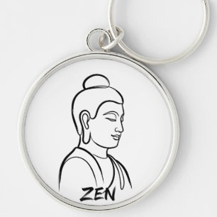 Gautam Buddha Minimalistische Zen-Line-Kunst Silbe Schlüsselanhänger