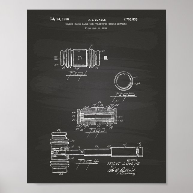 Gavel of Justice 1956 Patent Art - Chalkboard Poster (Vorne)